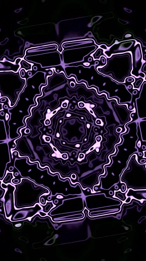 Abstract seamless vj loop creates trippy purple kaleidoscope tunnel video e.. Stock Footage 321570833