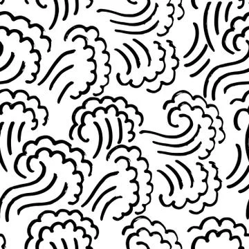Abstract seamless wave pattern. Waving curling lines background. Vector Illustrazione stock