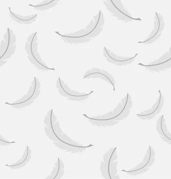 Abstract  seamless White feathers pattern Stock Illustration