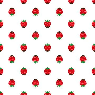 Abstract seamless white strawberry background Stock Illustration