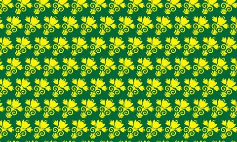 Abstract seamless yellow floral pattern with decorative stripes and ornate flowe Stock Illustration