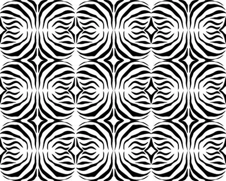Abstract Seamless Zebra Pattern. Ornamental Geometric Pattern. Black and Whit Illustrazione stock