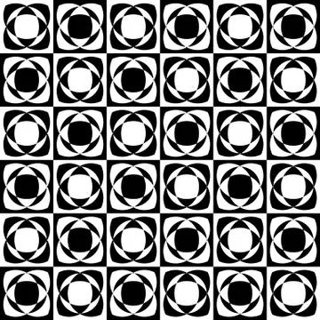 Abstract seamlessly repeatable pattern with checkered tiles. Monochrome, simp Stock Illustration