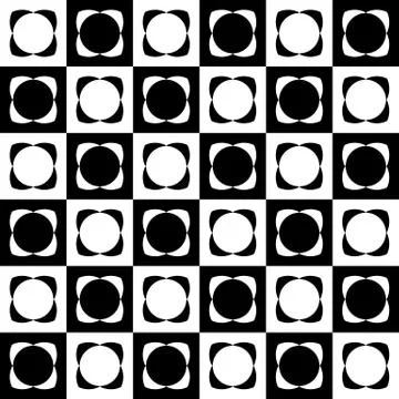 Abstract seamlessly repeatable pattern with checkered tiles. Monochrome, simp Stock Illustration