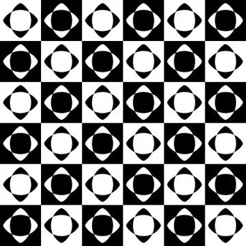 Abstract seamlessly repeatable pattern with checkered tiles. Monochrome, simp Stock Illustration