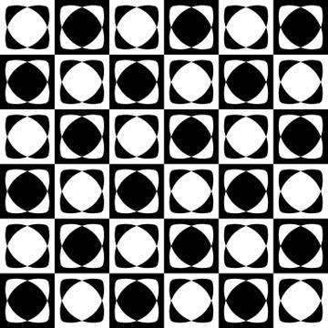 Abstract seamlessly repeatable pattern with checkered tiles. Monochrome, simp Stock Illustration