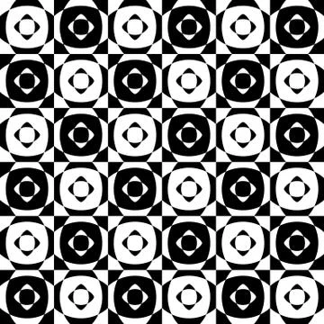Abstract seamlessly repeatable pattern with checkered tiles. Monochrome, simp Stock Illustration