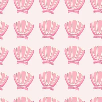 Abstract seashells seamless pattern on pink background. Geometric sea ocean s Illustrazione stock