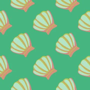 Abstract seashells seamless pattern in vintage style. Geometric sea ocean she イラスト素材