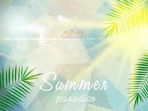 Abstract seaside view poster template Stock Illustration