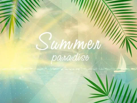 Abstract seaside view poster template Stock Illustration