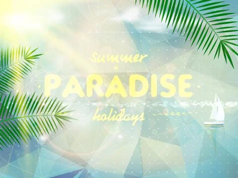Abstract seaside view poster template Stock Illustration