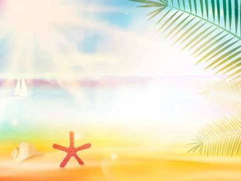 Abstract seaside view poster template Stock Illustration