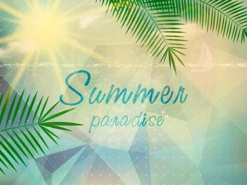 Abstract seaside view poster template Stock Illustration