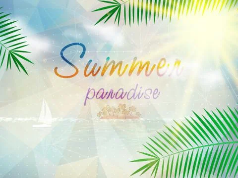 Abstract seaside view poster template Stock Illustration