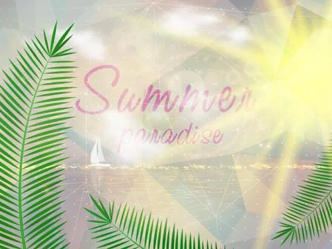 Abstract seaside view poster template Stock Illustration