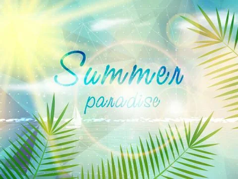 Abstract seaside view poster template Stock Illustration