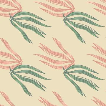 Abstract seaweeds seamless pattern on light background. Illustrazione stock