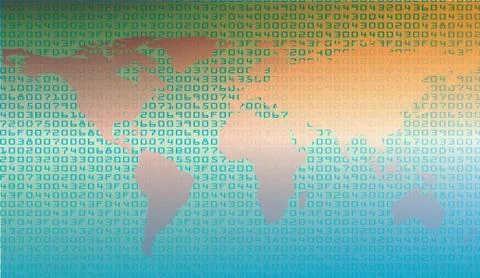 Abstract security background with HEX-code and map of world Stock Illustration