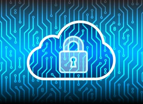 Abstract security cloud technology background, key lock and could technology  Stockillustratie