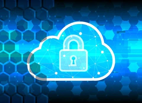 Abstract security cloud technology background, key lock and could technology  Illustrazione stock