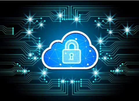 Abstract security cloud technology background, key lock and could technology  Stock Illustration