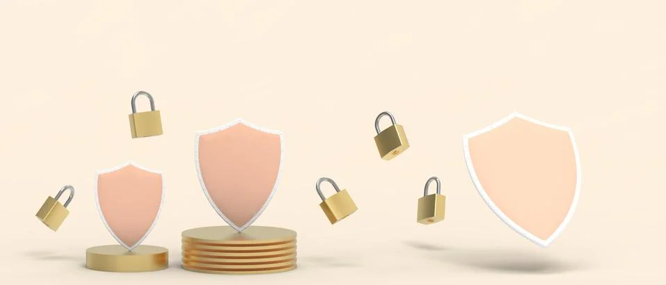Abstract security Data. Shield Concept for Safe and secure Network on yellow Stock Illustration