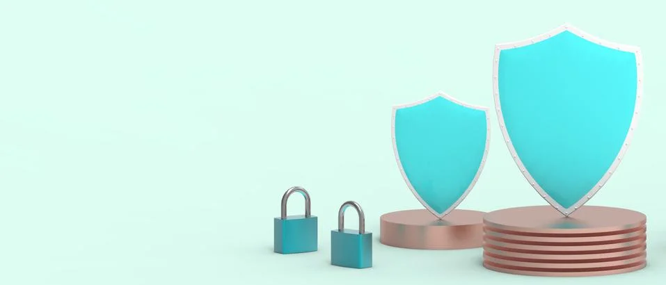 Abstract security Data. Shield for Safe and secure protection on blue-green Stock Illustration