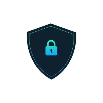 Abstract security vector icon illustration isolated on black background. Shie Stock Illustration