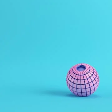 Abstract segmented pink sphere on bright blue background in pastel colors Stock Illustration