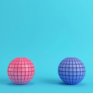Abstract segmented spheres on bright blue background in pastel colors Stock Illustration