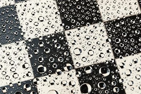 Abstract selective focus background on chess theme. water bubbles Foto stock