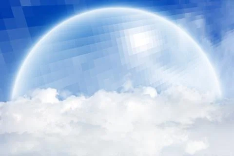 Abstract semisphere above clouds 스톡 일러스트