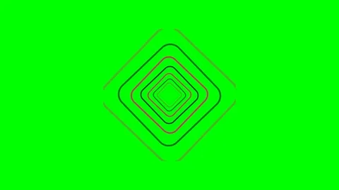 Abstract series of concentric rounded square shapes on bright green backgroun Stock Footage 340903599