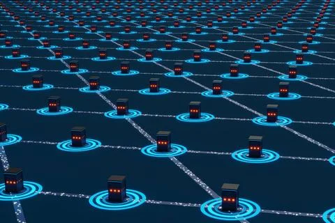  Abstract server network model. Connected server with data streams. Comput... Stock Photos