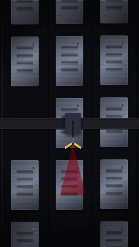 Abstract Server Rack with Scanning Laser Security Sensor Stock Footage 346203029
