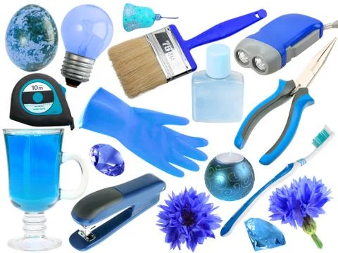 Abstract set of blue objects Stock Photos
