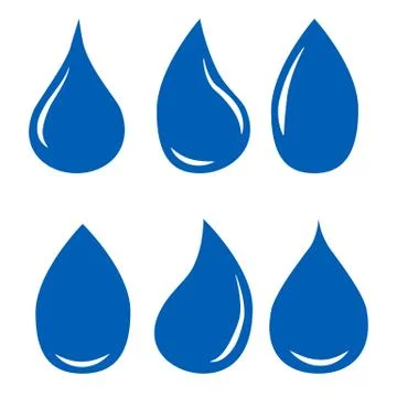 Abstract set of blue water drop icons on white background Stock Illustration