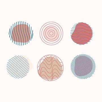 Abstract set of circles and stripes for clipart Stock Illustration