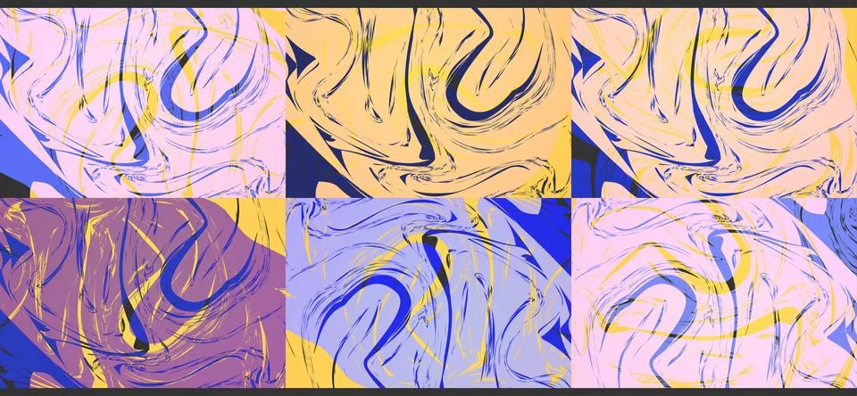 Abstract set collection gradient yellow blue purple color style with wavy Stock Illustration
