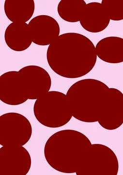 Abstract set of deformed circles, pink, burgundy colors Stock Illustration
