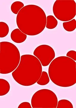 Abstract set of deformed circles, red, pink colors Stock Illustration