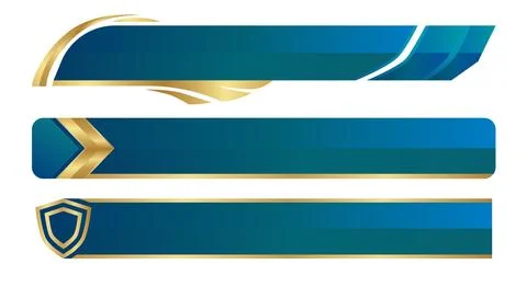 Abstract set of elegant blue and gold lower third banners with geometric gr.. Stock Illustration