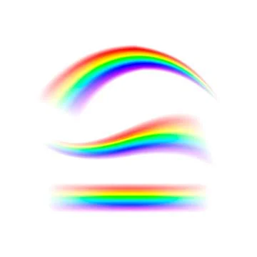 Abstract set Rainbow in different shapes. Spectrum of light, seven colors. Stock Illustration