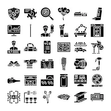 Abstract set of technology and industry icons Stock Illustration