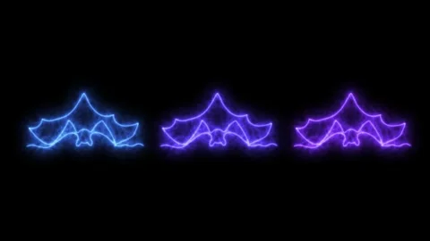 Abstract set of three Bat for Halloween. Self drawing animation one continuous Stock Footage 281229002