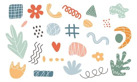 Abstract set various shapes and doodle objects. Set of trendy creative arti.. Stock-Illustration