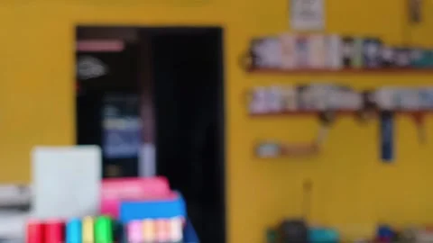 Abstract, shallow focus shot of a small copy shop interior. Stock Footage 319365011
