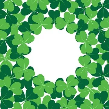 Abstract shamrocks frame border with copy space inside. Design concept for St Stock Illustration