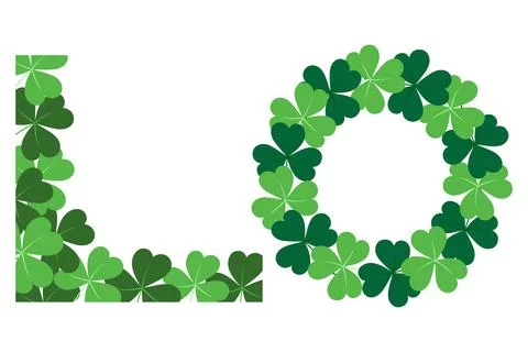 Abstract shamrocks frame border with copy space inside. Design concept for St Illustrazione stock